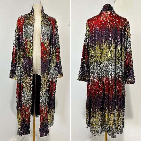NWT Anthropologie Dulcinea Sequin Longline Jacket S Swifty Whimsical Party Glam - Picture 1 of 11